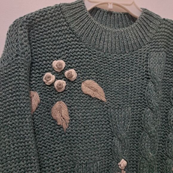 Vintage Shenanigans Hand Knitted Sweater Crochet Y2K Grannycore Preppy Medium - Picture 15 of 15